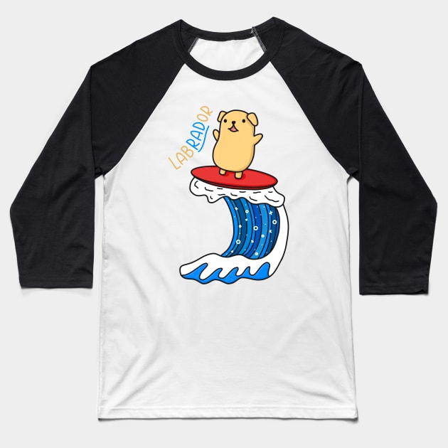 Dog On Surfboard Baseball T-Shirt by Sofia Sava